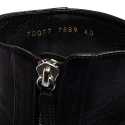 Pre Owned Gianvito Rossi Black Leather Round Toe Block Heel Ankle Boots Size 40