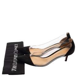 Pre Owned Gianvito Rossi Black Suede and PVC Plexi Pointed-Toe Pumps Size 39