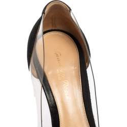 Pre Owned Gianvito Rossi Black Suede and PVC Plexi Pointed-Toe Pumps Size 39