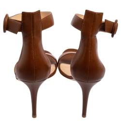 Pre Owned Gianvito Rossi Brown Leather Portofino Ankle-Strap Sandals Size 40