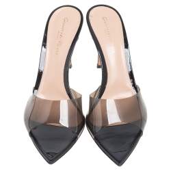 Pre Owned Gianvito Rossi Black PVC Alise Slide Sandals Size 38.5