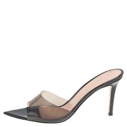 Pre Owned Gianvito Rossi Black PVC Alise Slide Sandals Size 38.5