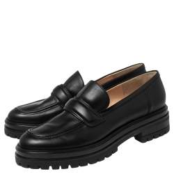 Pre Owned Gianvito Rossi Black Leather Slip On Loafers Size 42