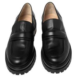 Pre Owned Gianvito Rossi Black Leather Slip On Loafers Size 42