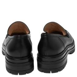 Pre Owned Gianvito Rossi Black Leather Slip On Loafers Size 42