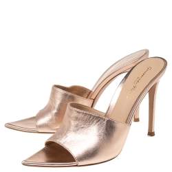 Pre Owned Gianvito Rossi Metallic Leather Elle Open Toe Sandals Size 37.5