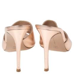 Pre Owned Gianvito Rossi Metallic Leather Elle Open Toe Sandals Size 37.5