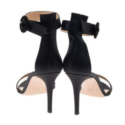 Pre Owned Gianvito Rossi Black Satin Portofino Ankle Strap Sandals Size 38.5