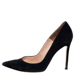 Pre Owned Gianvito Rossi Black Suede Pointed-Toe Pumps Size 38