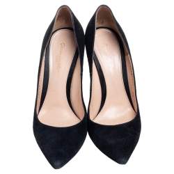 Pre Owned Gianvito Rossi Black Suede Pointed-Toe Pumps Size 38