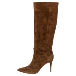 Pre Owned Gianvito Rossi Light Brown Suede Knee Length Boots Size 39