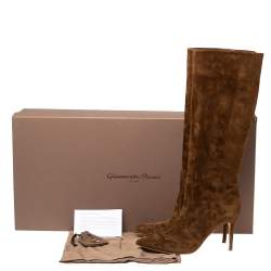 Pre Owned Gianvito Rossi Light Brown Suede Knee Length Boots Size 39