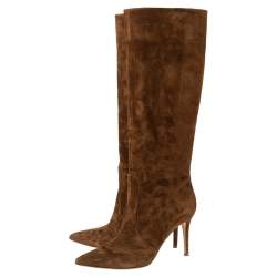 Pre Owned Gianvito Rossi Light Brown Suede Knee Length Boots Size 39