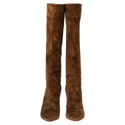 Pre Owned Gianvito Rossi Light Brown Suede Knee Length Boots Size 39