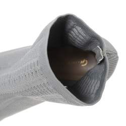 Pre Owned Gianvito Rossi Grey Knit Fabric Open-Toe Ankle Boots Size 38.5