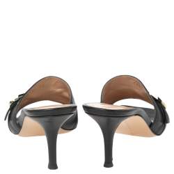 Pre Owned Gianvito Rossi Black Leather Buckle Detail Sandals Size 35