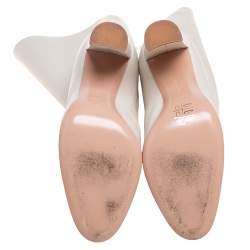 Pre Owned Gianvito Rossi White Leather Knee Block Heels Boots Size 38.5