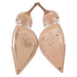 Pre Owned Gianvito Rossi Beige Patent Leather And PVC Plexi Pointed Toe Pumps Size 38.5