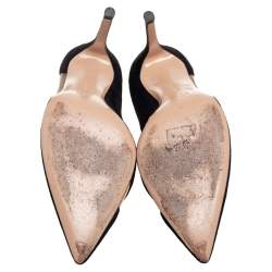 Pre Owned Gianvito Rossi Black Suede and Mesh Pointed Toe Pumps Size 38