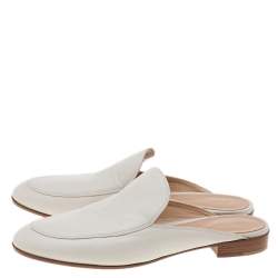 Pre Owned Gianvito Rossi White Leather Palau Slip On Mules Size 39