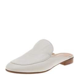 Pre Owned Gianvito Rossi White Leather Palau Slip On Mules Size 39
