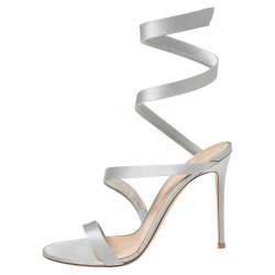 Pre Owned Gianvito Rossi Grey Satin Opera Sandals Size 41.5
