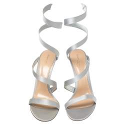 Pre Owned Gianvito Rossi Grey Satin Opera Sandals Size 41.5