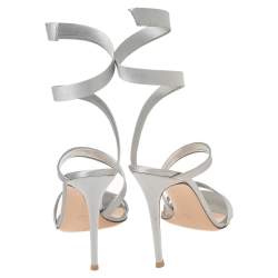 Pre Owned Gianvito Rossi Grey Satin Opera Sandals Size 41.5