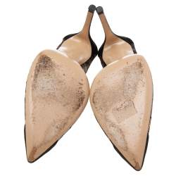 Pre Owned Gianvito Rossi Black Suede/Lace Pointed Toe Pumps Size 39