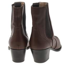 Pre Owned Gianvito Rossi Brown Leather Pointed Toe Ankle Length Boots Size 36