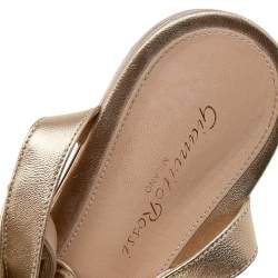 Pre Owned Gianvito Rossi Metallic Gold Leather Gladiator Ankle Length Flat Sandals Size 39