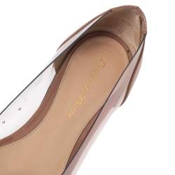 Pre Owned Gianvito Rossi Beige Patent Leather and PVC Plexi Ballet Flats Size 35.5