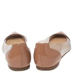 Pre Owned Gianvito Rossi Beige Patent Leather and PVC Plexi Ballet Flats Size 35.5