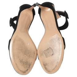 Pre Owned Gianvito Rossi Black Suede Portofino Ankle Strap Sandals Size 38