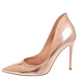 Pre Owned Gianvito Rossi Gold Leather Pointed Toe Pumps Size 39.5