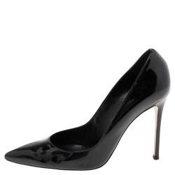 Pre Owned Gianvito Rossi Black Patent Leather Pointed-Toe Pumps Size 40