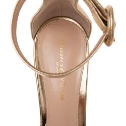 Pre Owned Gianvito Rossi Metallic Gold Leather Portofino Ankle Strap Sandals Size 38