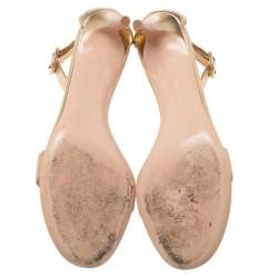 Pre Owned Gianvito Rossi Metallic Gold Leather Portofino Ankle Strap Sandals Size 38