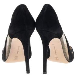 Pre Owned Gianvito Rossi Black Suede And Mesh Pointed Toe Pumps Size 38