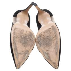 Pre Owned Gianvito Rossi Black Suede And Mesh Pointed Toe Pumps Size 38