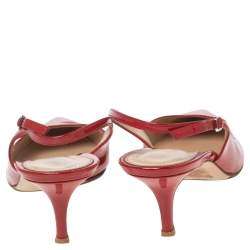 Pre Owned Gianvito Rossi Red Patent Leather Anna Slingback Pumps Size 39