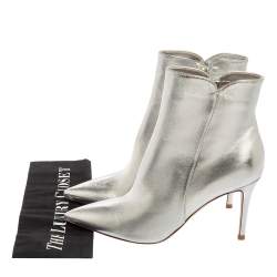 Pre Owned Gianvito Rossi Silver Leather Ankle Boots Size 39.5