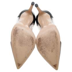 Pre Owned Gianvito Rossi Black Leather And PVC Plexi Pointed Toe Pumps Size 34