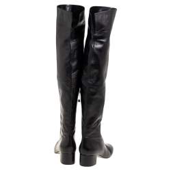 Pre Owned Gianvito Rossi Black Leather Over The Knee Boots Size 39.5