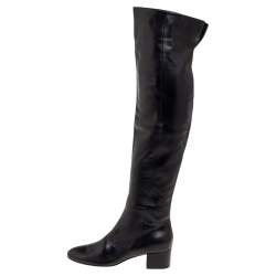 Pre Owned Gianvito Rossi Black Leather Over The Knee Boots Size 39.5