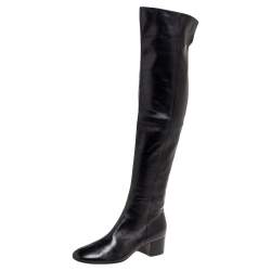 Pre Owned Gianvito Rossi Black Leather Over The Knee Boots Size 39.5