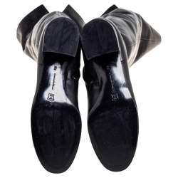 Pre Owned Gianvito Rossi Black Leather Over The Knee Boots Size 39.5