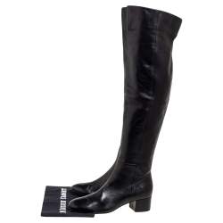 Pre Owned Gianvito Rossi Black Leather Over The Knee Boots Size 39.5
