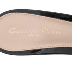 Pre Owned Gianvito Rossi Beige/Black PVC Elle 105 Mules Sandals Size 38.5