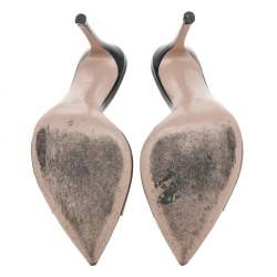 Pre Owned Gianvito Rossi Beige/Black PVC Elle 105 Mules Sandals Size 38.5